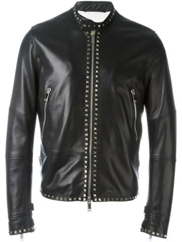 Valentino Rockstud Jacket, Men's, Size: 46, Black, Cotton/lamb Skin/lyocell/metal Other