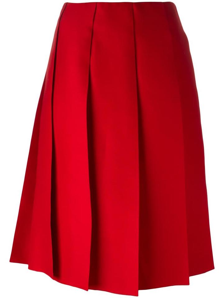 Nina Ricci Pleated Skirt, Women's, Size: 40, Red, Silk/wool