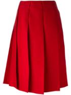 Nina Ricci Pleated Skirt, Women's, Size: 40, Red, Silk/wool