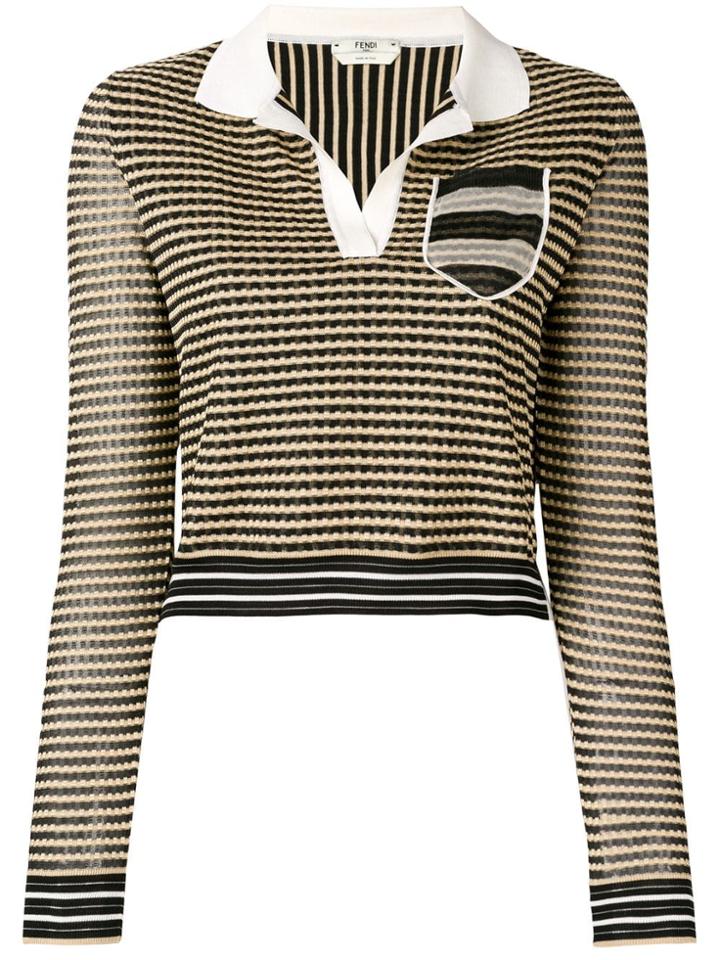 Fendi Knitted Polo Top - Black