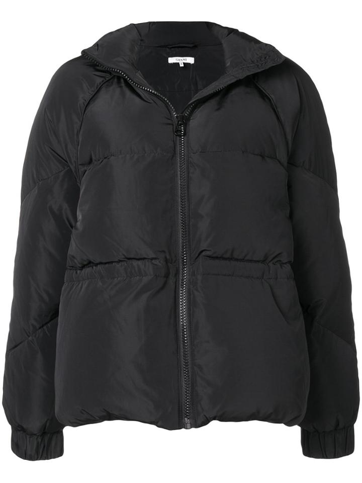 Ganni Zip Front Puffer Jacket - Black