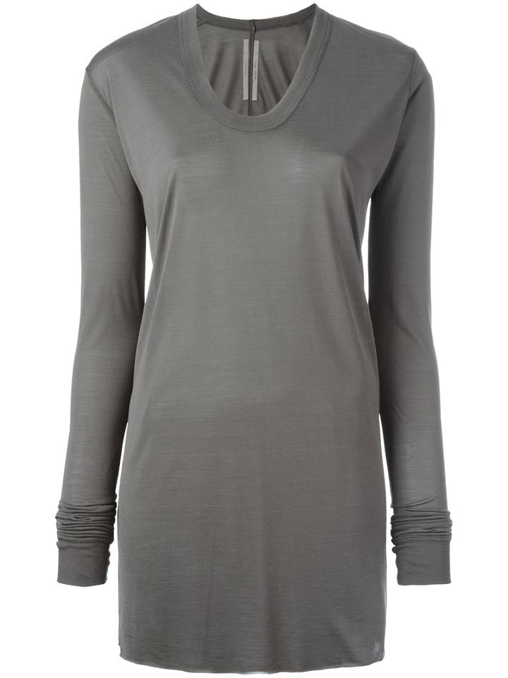 Rick Owens Slim Fit Long Top, Women's, Size: 40, Grey, Silk