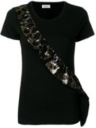 Liu Jo Sequin Ruffle Detail T-shirt - Black