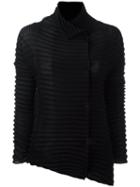 Issey Miyake High Neck Pleated Blouse, Women's, Size: 2, Black, Polyester