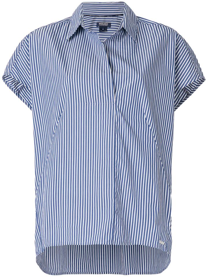 Woolrich Shortsleeved Striped Shirt - Blue