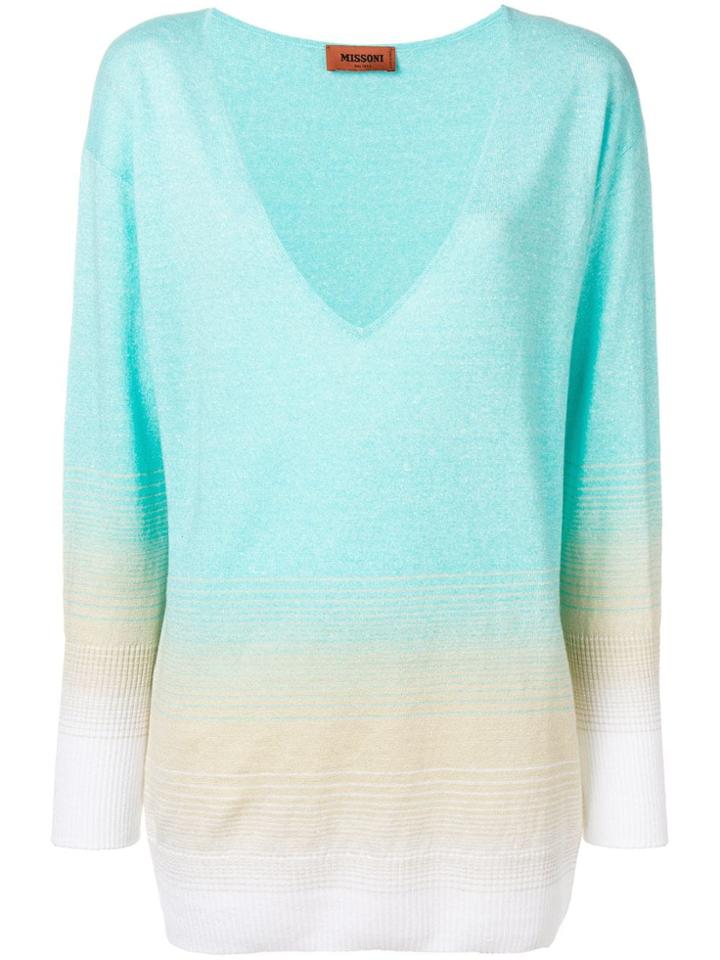 Missoni Ombré V-neck Sweater - Blue