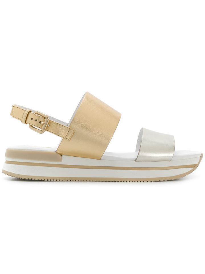 Hogan Contrast Strap Sandals - Nude & Neutrals