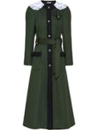 Miu Miu Lace Collar Mid-length Coat - Green