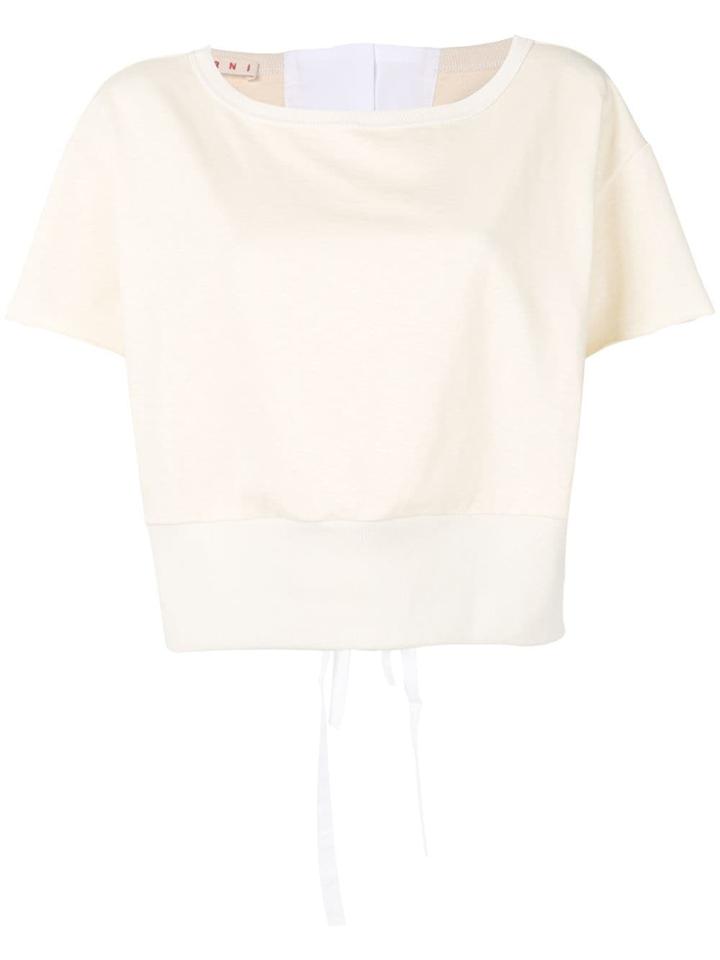 Marni Cropped Tie Back T-shirt - Neutrals