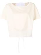 Marni Cropped Tie Back T-shirt - Neutrals