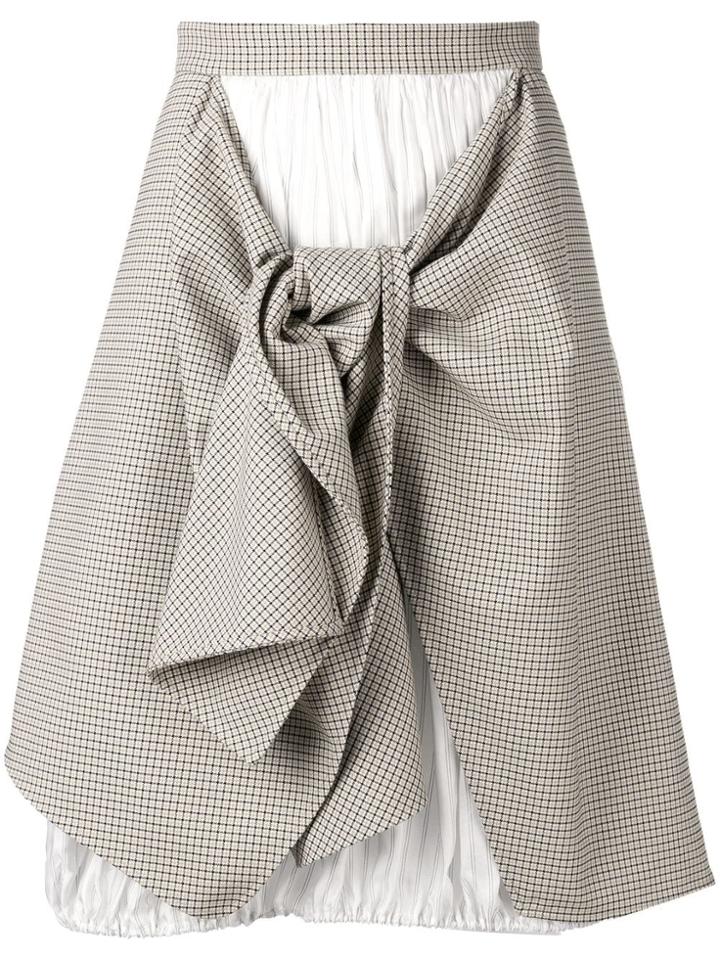 Nina Ricci Asymmetric Tartan Skirt - Neutrals