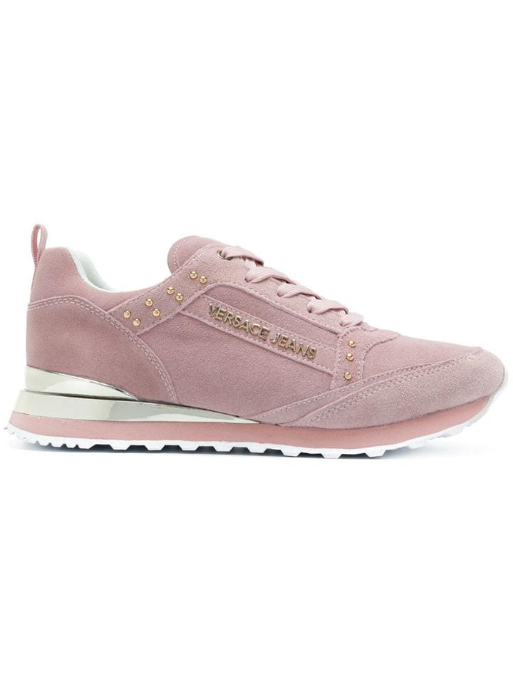 Versace Jeans Studded Lace-up Sneakers - Pink