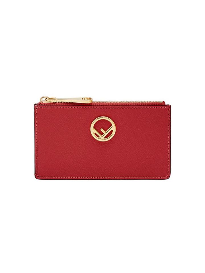Fendi Logo Zipped Cardholder - Red