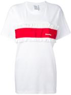 Brognano Frill Detail Striped T-shirt, Women's, Size: 44, White, Cotton/polyester