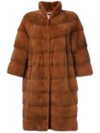 Manzoni 24 Three-quarters Snap Button Coat, Women's, Size: 42, Brown, Mink Fur/polyester/spandex/elastane