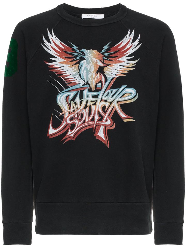 Givenchy Save Our Souls Print Cotton Sweatshirt - Black