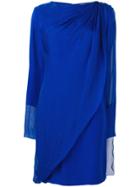Lanvin Draped Overlay Dress - Blue