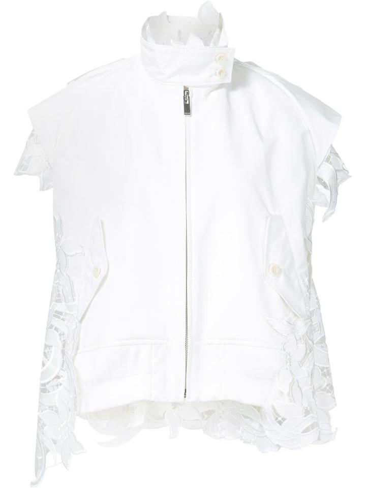 Sacai 'lily' Lace Sleeveless Jacket, Women's, Size: 2, White, Polyester/cotton