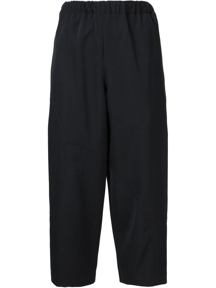 Comme Des Garçons Elastic Waistband Cropped Trousers, Women's, Size: Medium, Black, Wool