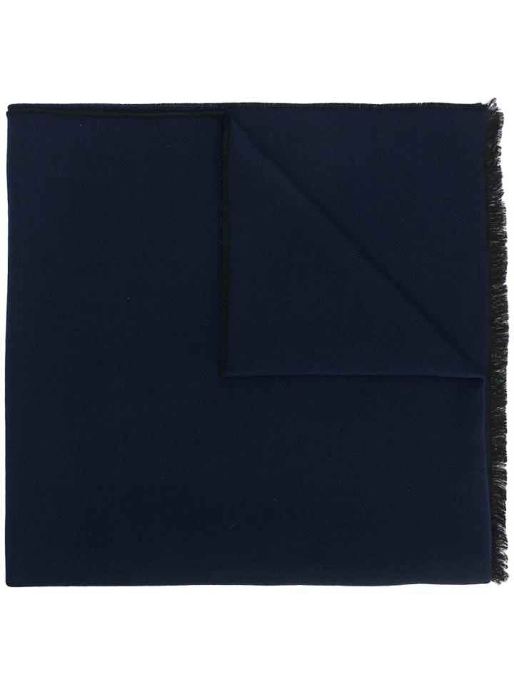 Valentino Fringed-hem Woven Scarf - Blue