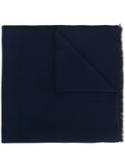 Valentino Fringed-hem Woven Scarf - Blue