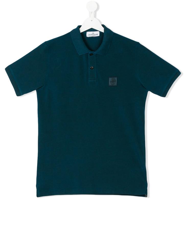 Stone Island Junior - Teen Chest Logo Polo Shirt - Kids - Cotton - 14 Yrs, Blue