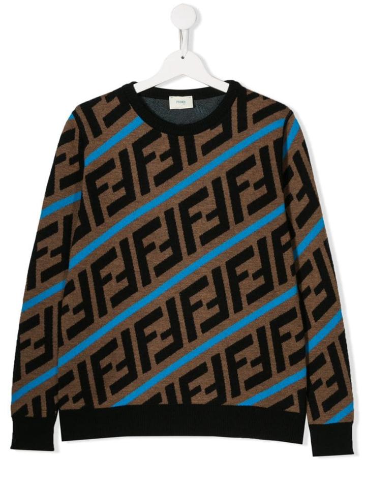 Fendi Kids Teen Ff Logo Sweater - Brown