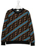 Fendi Kids Teen Ff Logo Sweater - Brown
