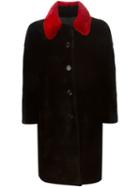 Liska Contrasting Collar Fur Coat