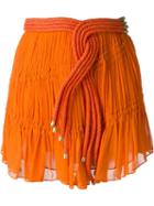 Jay Ahr Rope Detail Mini Skirt, Women's, Size: 36, Yellow/orange, Silk/nylon