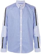 Les Hommes Urban Checked Panelled Shirt - Blue
