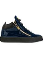 Giuseppe Zanotti Design Kriss Hi-top Sneakers, Women's, Size: 37, Blue, Leather/patent Leather/rubber