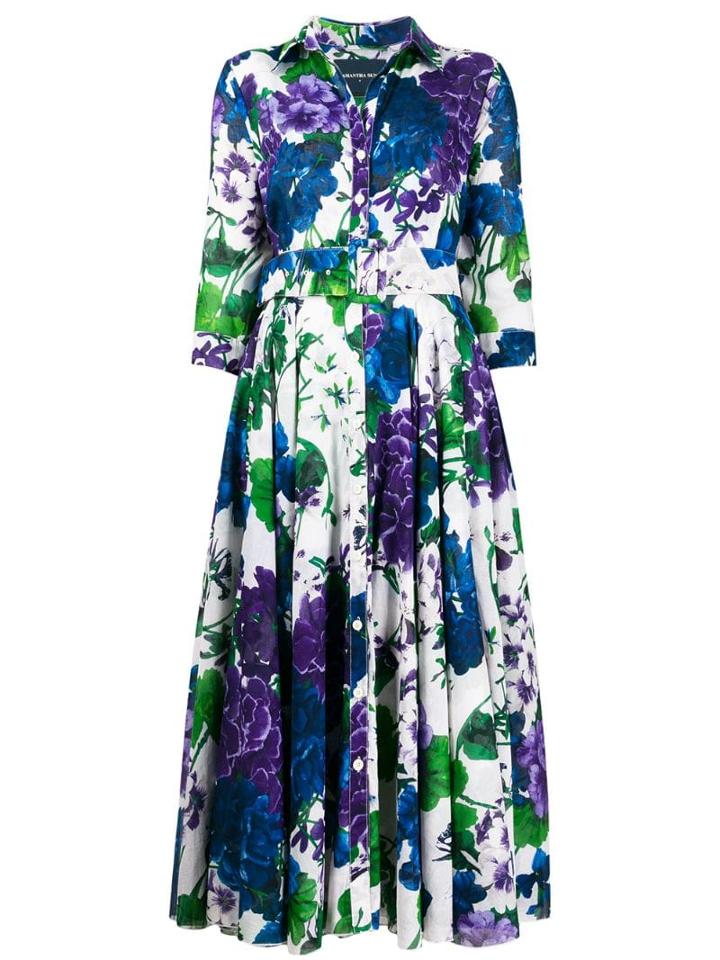 Samantha Sung Collar Shirt Dress - Purple