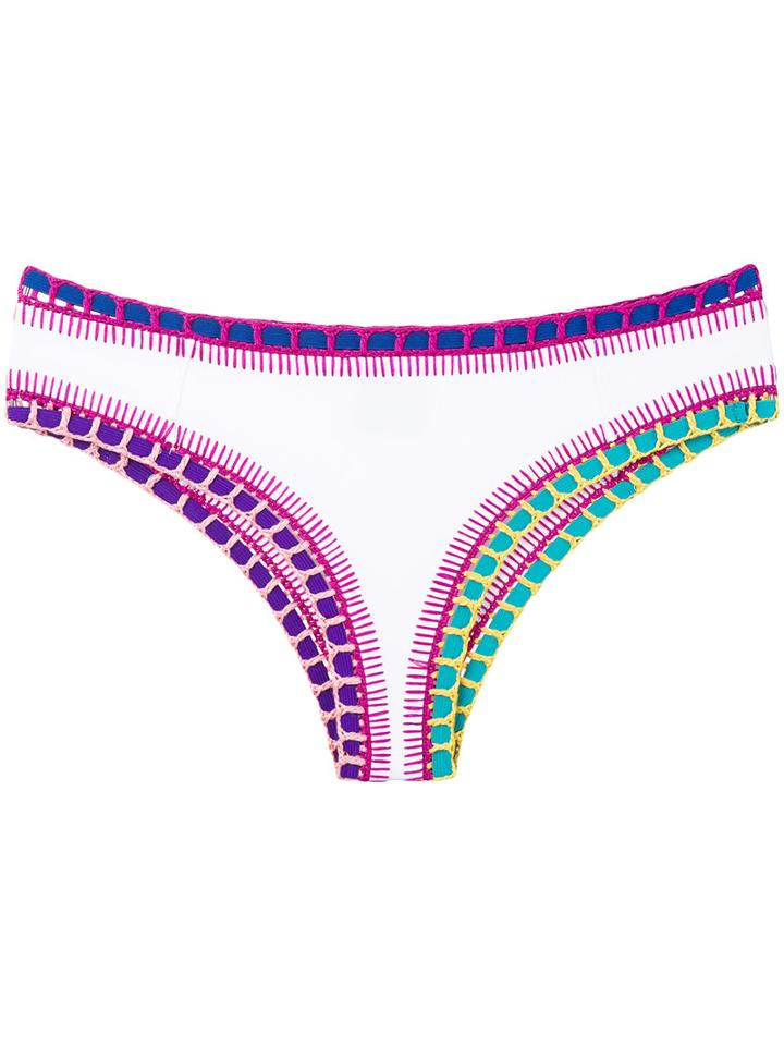 Kiini - Yaz Boy Short Bikini Bottom - Women - Cotton/nylon/polyester/spandex/elastane - L, White, Cotton/nylon/polyester/spandex/elastane