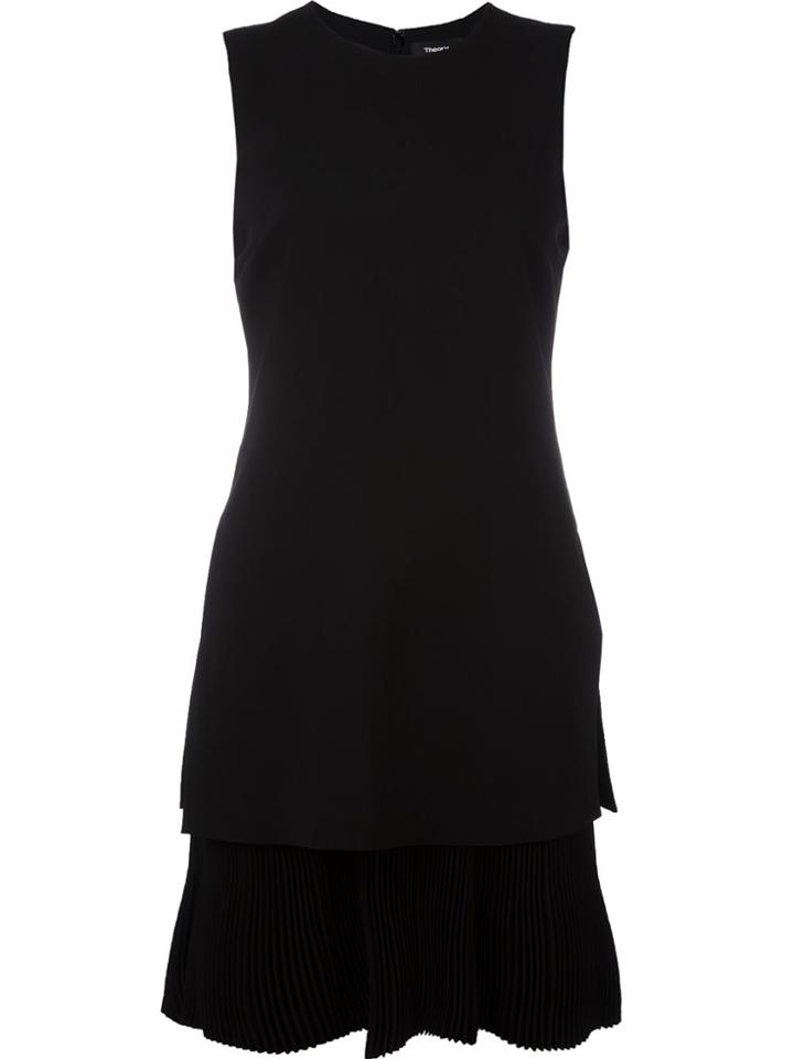 Theory Pleated Inset Dress - Black