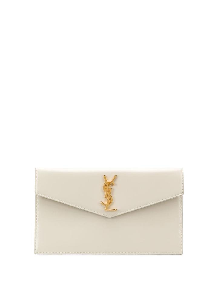 Saint Laurent Logo Envelope Clutch - Neutrals