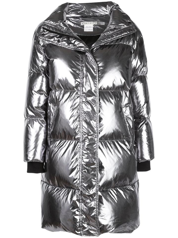 Alice+olivia Julian Oversized Padded Coat - Silver