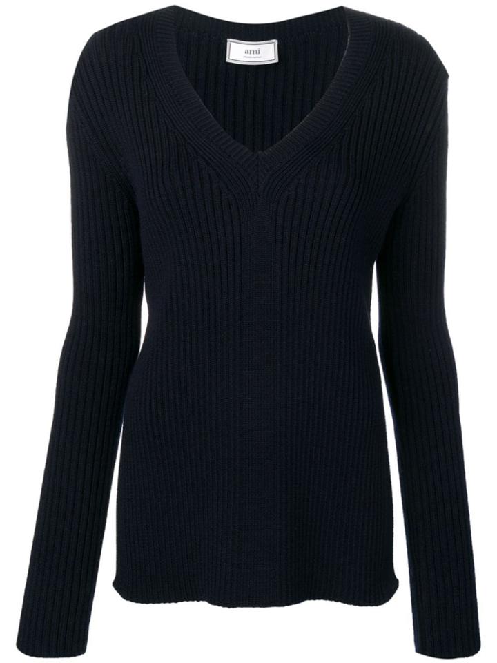 Ami Alexandre Mattiussi V-neck Jumper - Blue