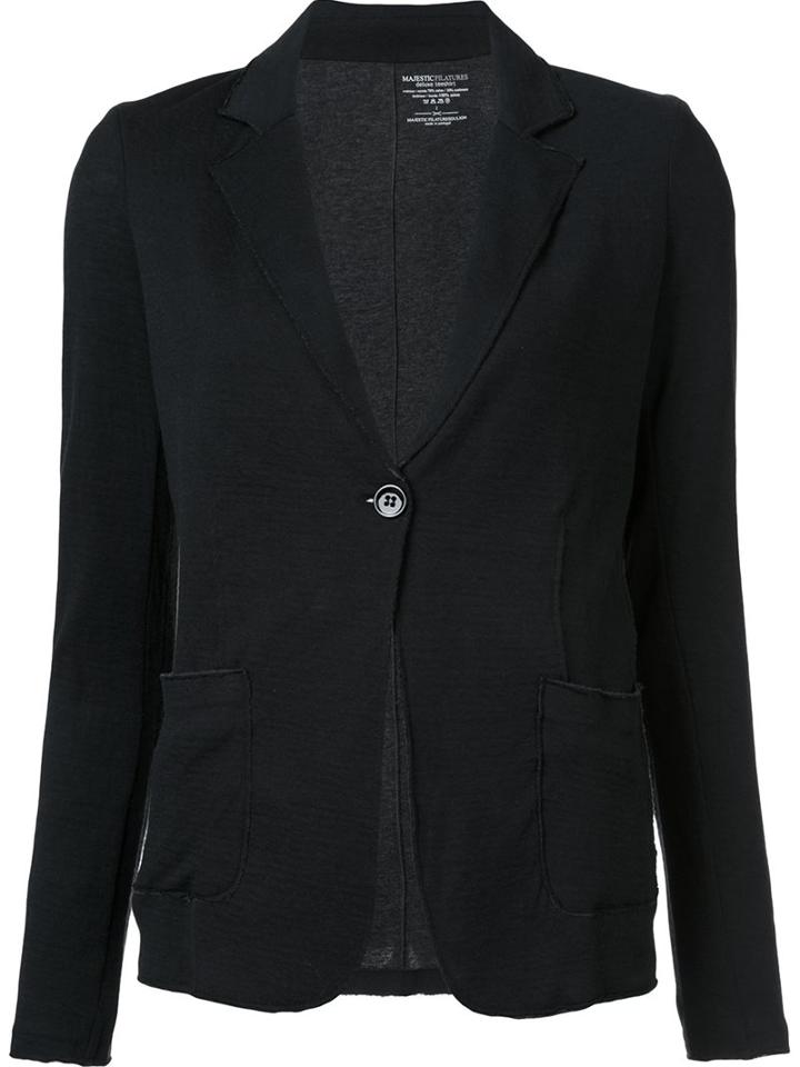Majestic Filatures Patch Pockets Blazer, Women's, Size: 1, Black, Cotton/cashmere
