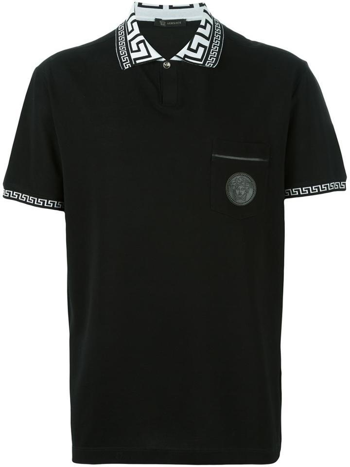 Versace 'greca' Collar Polo Shirt