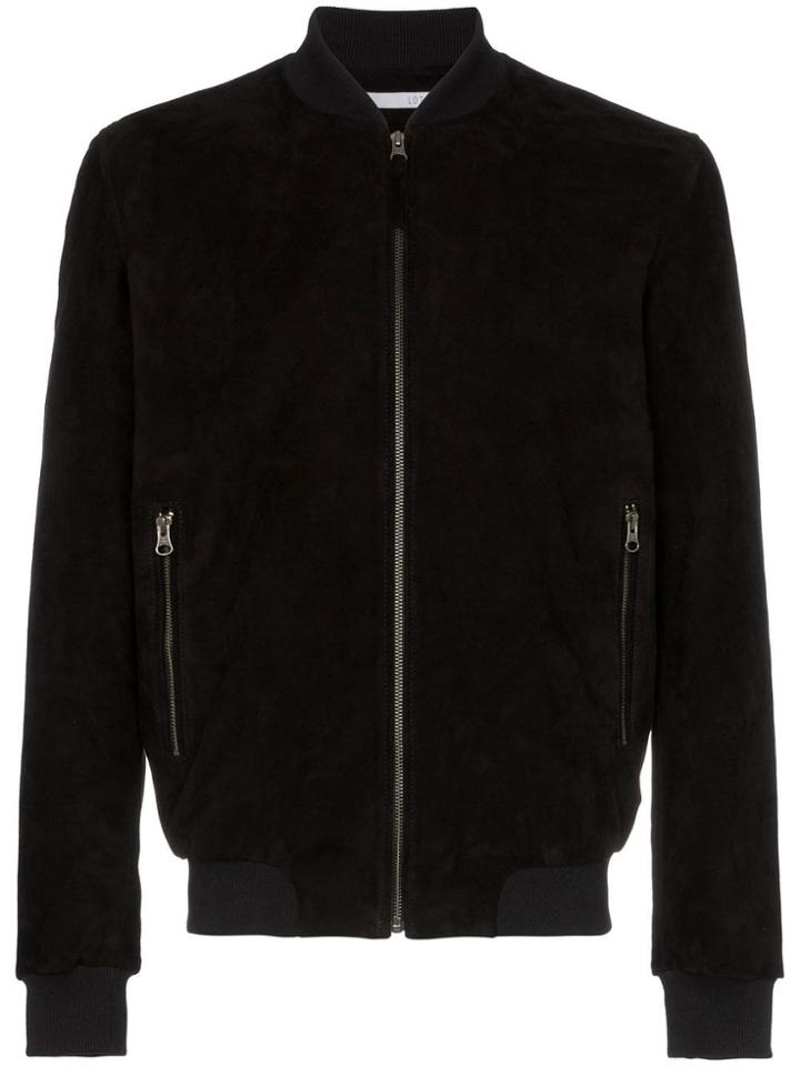 Lot78 Suede Bomber Jacket - Black