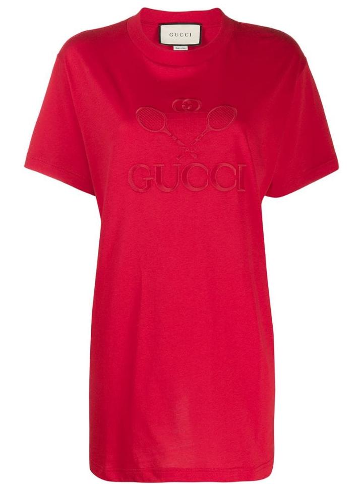 Gucci T-shirt With Gucci Tennis Embroidery - Red