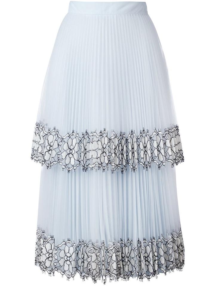 Christopher Kane Pleated Midi Skirt, Women's, Size: 44, Blue, Silk/acetate/nylon/polyamide