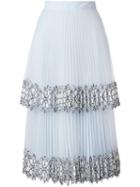 Christopher Kane Pleated Midi Skirt, Women's, Size: 44, Blue, Silk/acetate/nylon/polyamide