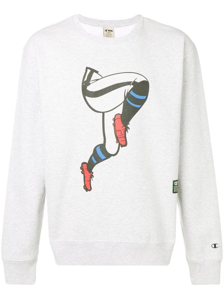 Champion X Wood Wood Pitcher Leg Print Sweatshirt - Grey