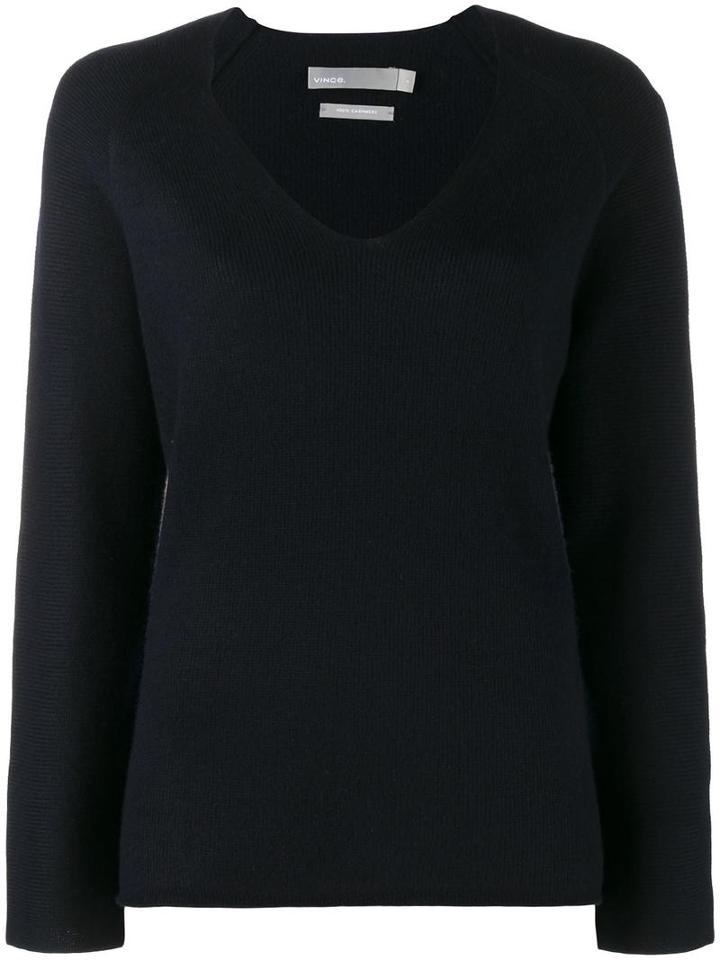 Vince V-neck Jumper, Women's, Size: Large, Blue, Cashmere