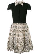 Alice+olivia - Butterfly Embroidered Dress - Women - Silk/nylon/polyester/spandex/elastane - 4, Women's, Black, Silk/nylon/polyester/spandex/elastane