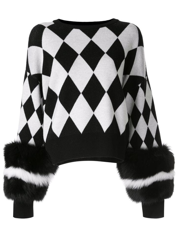 Izaak Azanei Faux Fur Cuffed Jumper - Black