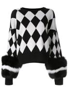 Izaak Azanei Faux Fur Cuffed Jumper - Black