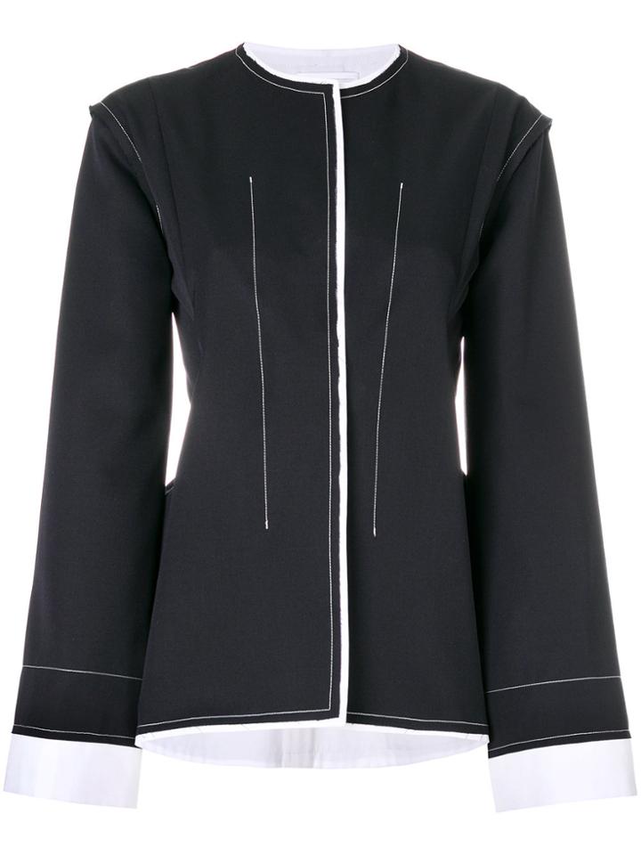 Jil Sander Contrasting Stitch Jacket - Blue